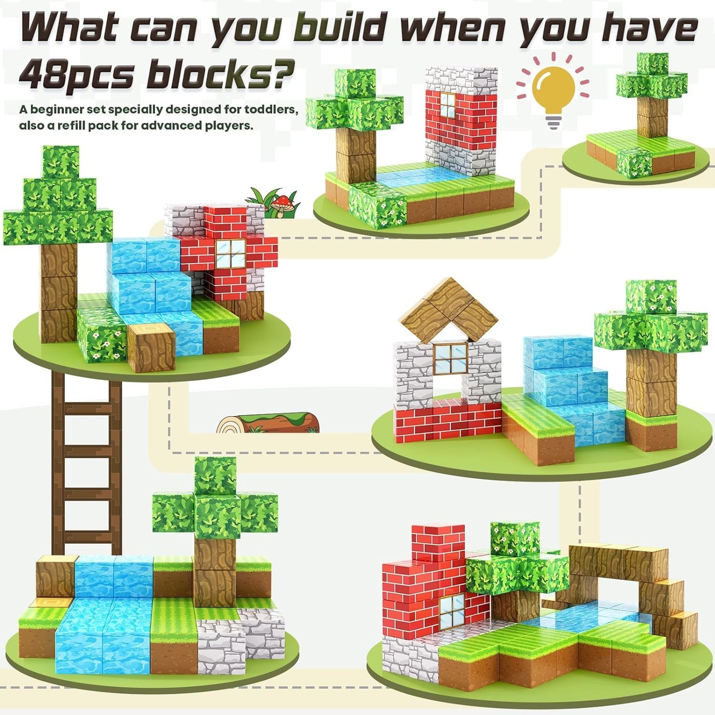 Toylogy Magnetic Building Blocks - Build Mine Magnets World Edition, Magnetic Toy for Boys and Girls ages 3 4 5 6 7 8, Montessori Toy for Kids 3+ Gift for Children...