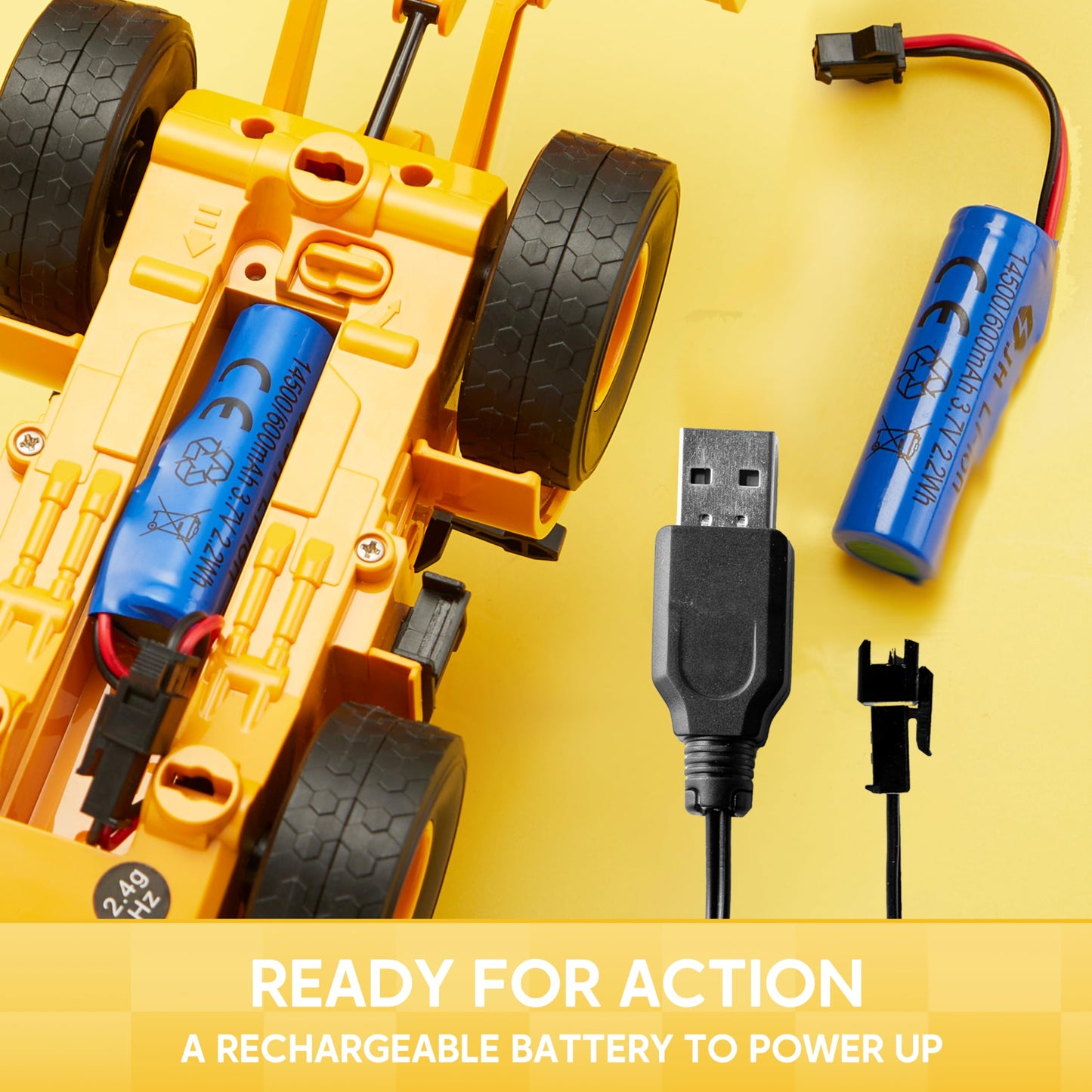 JOYIN Remote Control RC Excavator Tractor Truck with Light and Sound 2.4G Front Loader Construction Toy Birthday Gift for Boys 6 7 8 9 10 11 years