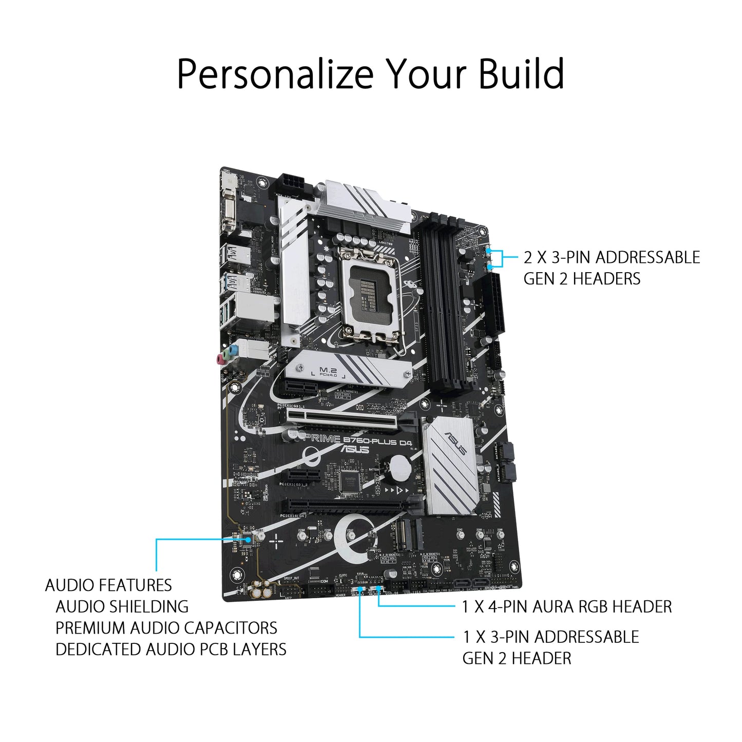 ASUS PRIME B760-PLUS D4 Gaming Motherboard Socket Intel LGA 1700 (Intel B760, ATX, DDR4 Memory, PCIe 5.0, 3x PCIe 4.0 M.2, Thunderbolt 4, Aura Sync)