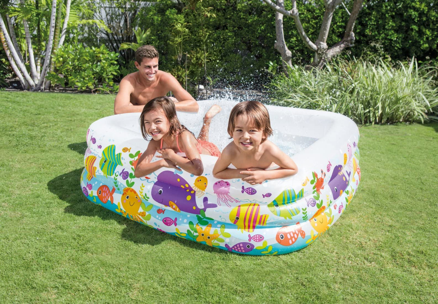 Intex 57471NP - Inflatable Aquarium Pool, Vinyl, Multicolored, 159x159x50 cm