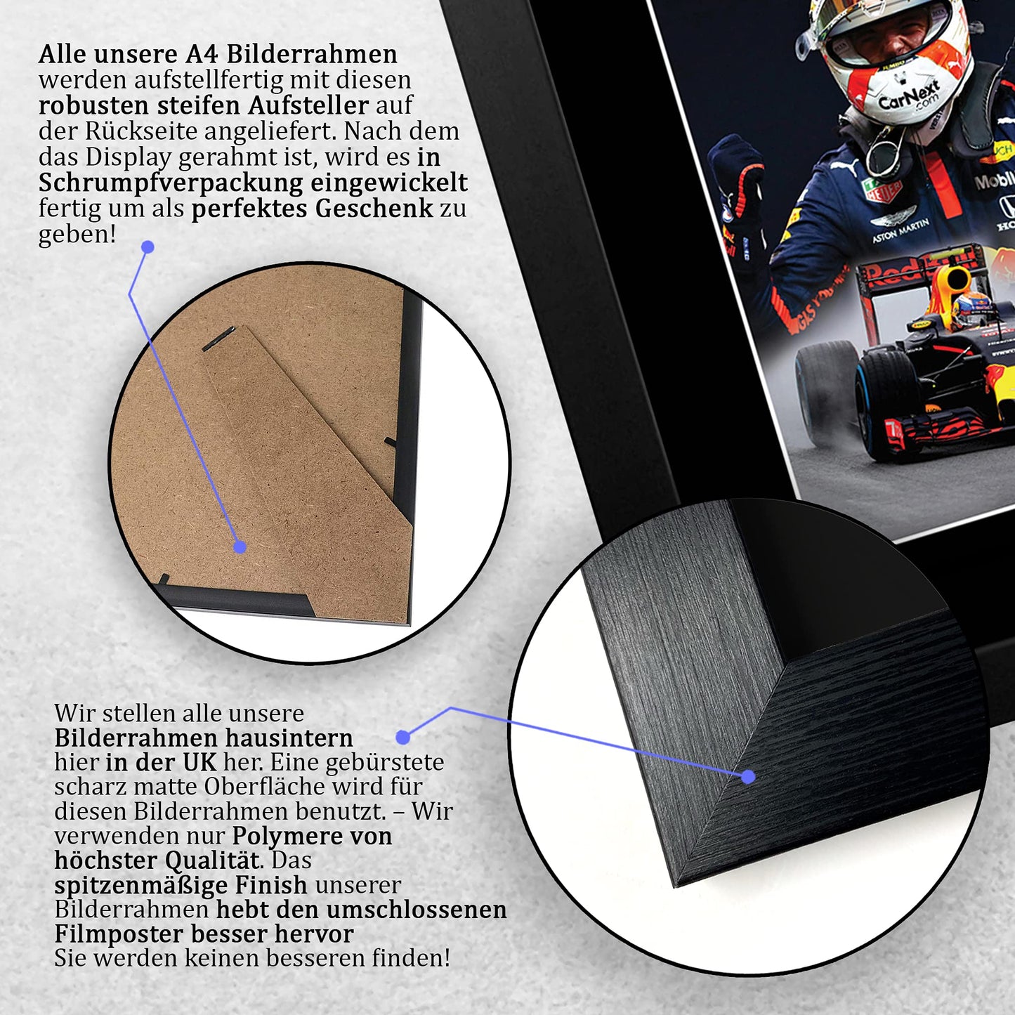 HWC Trading FR A4 Max Verstappen Formula 1 Gifts Printed, Signed Autograph Picture For F1 Formula 1 Racing Fans - A4 Framed