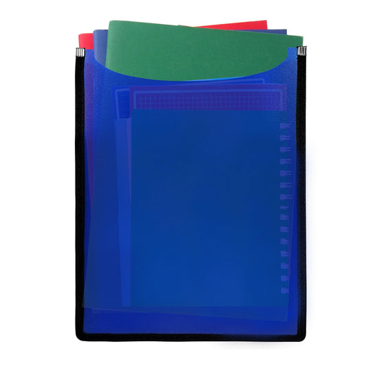 D.RECT 6-piece A4 schoolbag filing box, top open, kids plastic filing box for folders, books, notebooks, pads and documents, sturdy folder for backpack, blue.