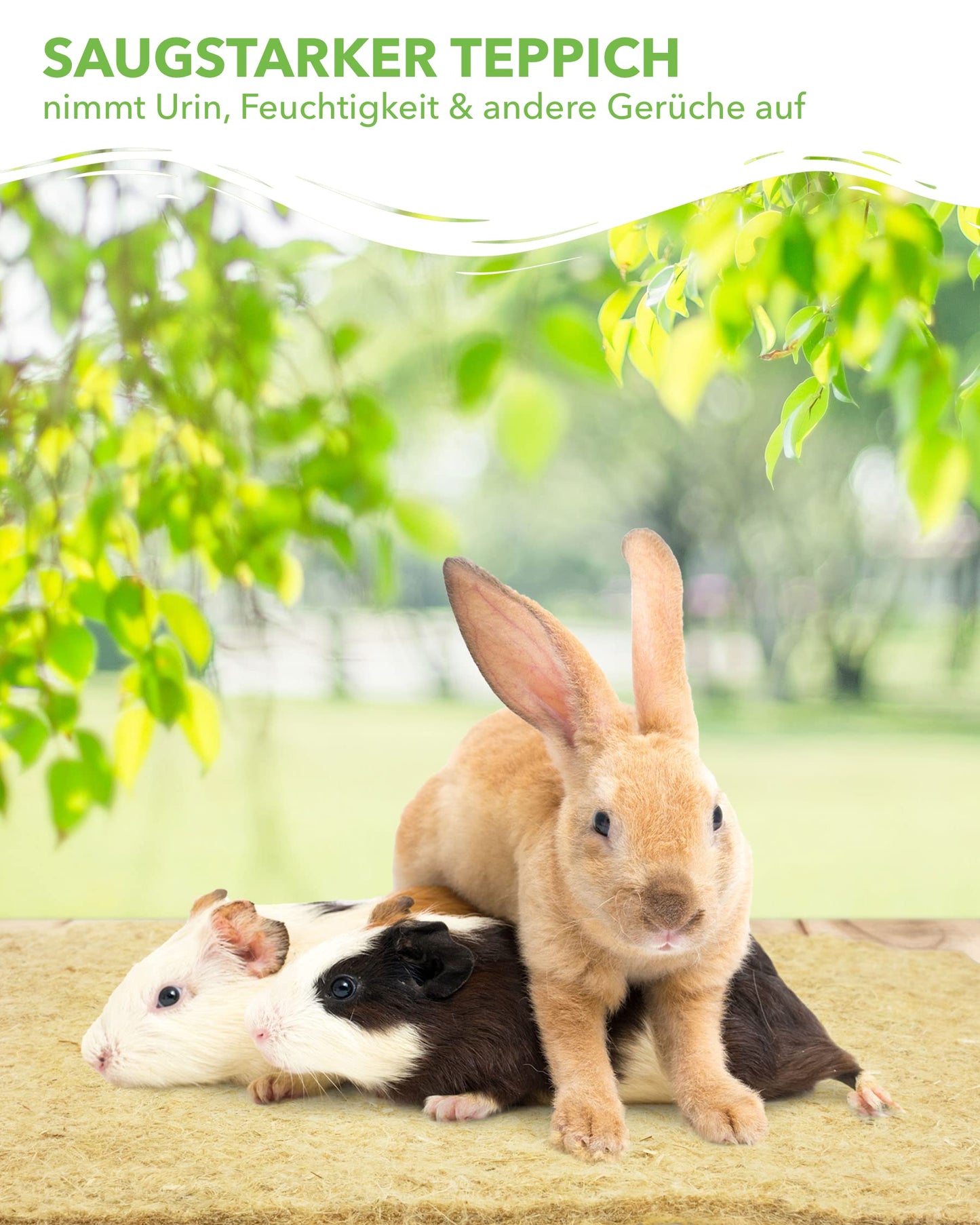 100% hemp rug, 100 x 50cm, 5mm thick, suitable for all small pets, hemp mat for rodents, floor covering (3 pieces)
