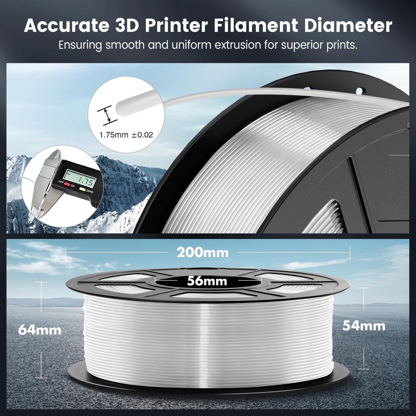 SUNLU PLA Filament 1.75mm Transparent, 3D Printer Filament PLA 1.75mm +/- 0.02mm, Easy to Use, Beginner Friendly, Compatible with Most FDM 3D Printers, 1KG Spool.