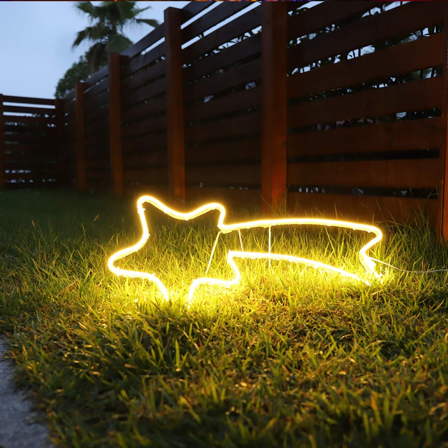 SALCAR 70cm LED shooting star neon light illuminated outdoor, 240 window silhouette Christmas decoration, Christmas decoration Christmas light garden large house, warm white
