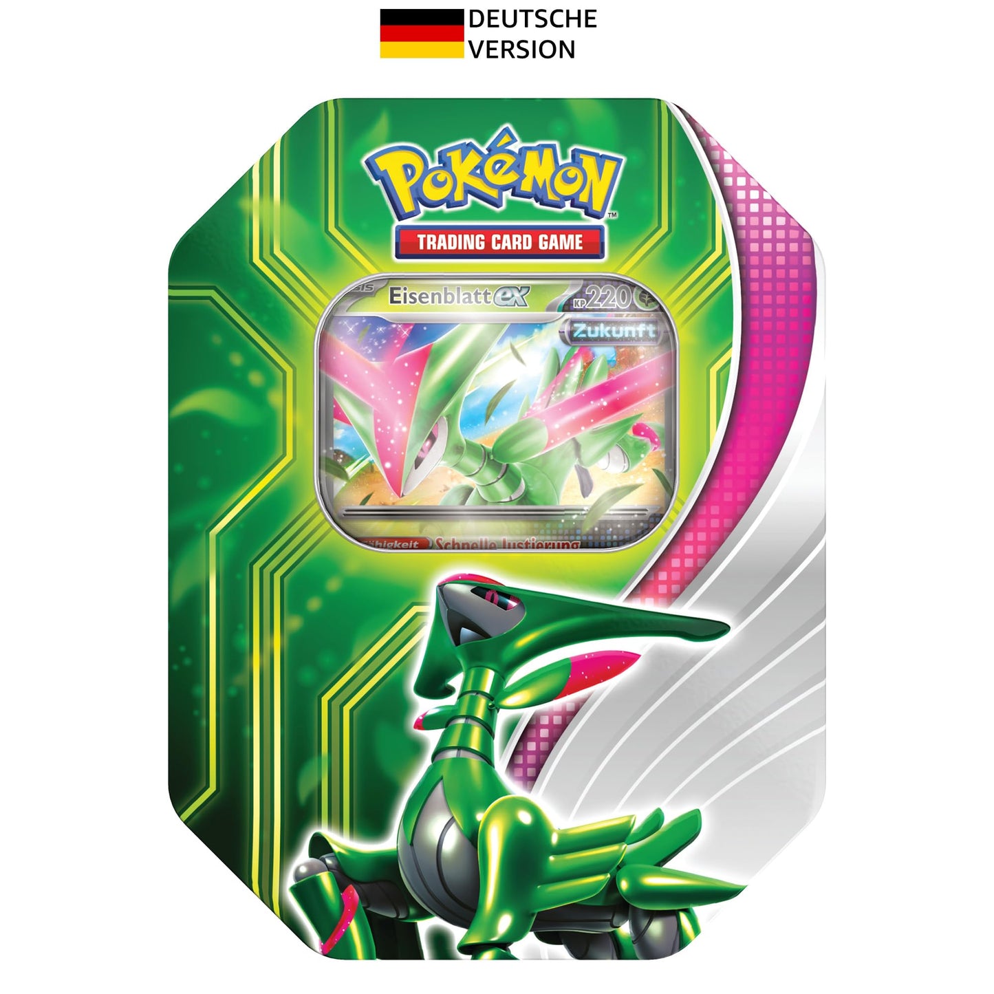 Pokémon Trading Card Game: Tin Box Paradoxclash: Iron Blade-EX (1 holographic promo card & 4 booster packs)