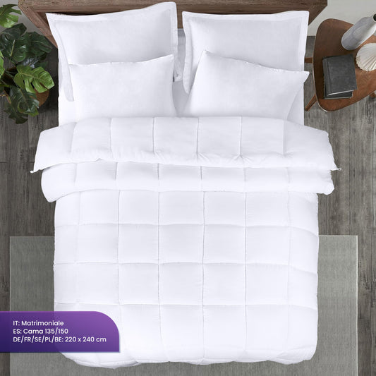 Utopia Bedding Comforter 220 x 240 cm, Duvet 370 GSM Filling, Plush Comforter, All Season Duvet, Quilted Comforter, Alternative Comforter, Super Soft Cozy (White)
