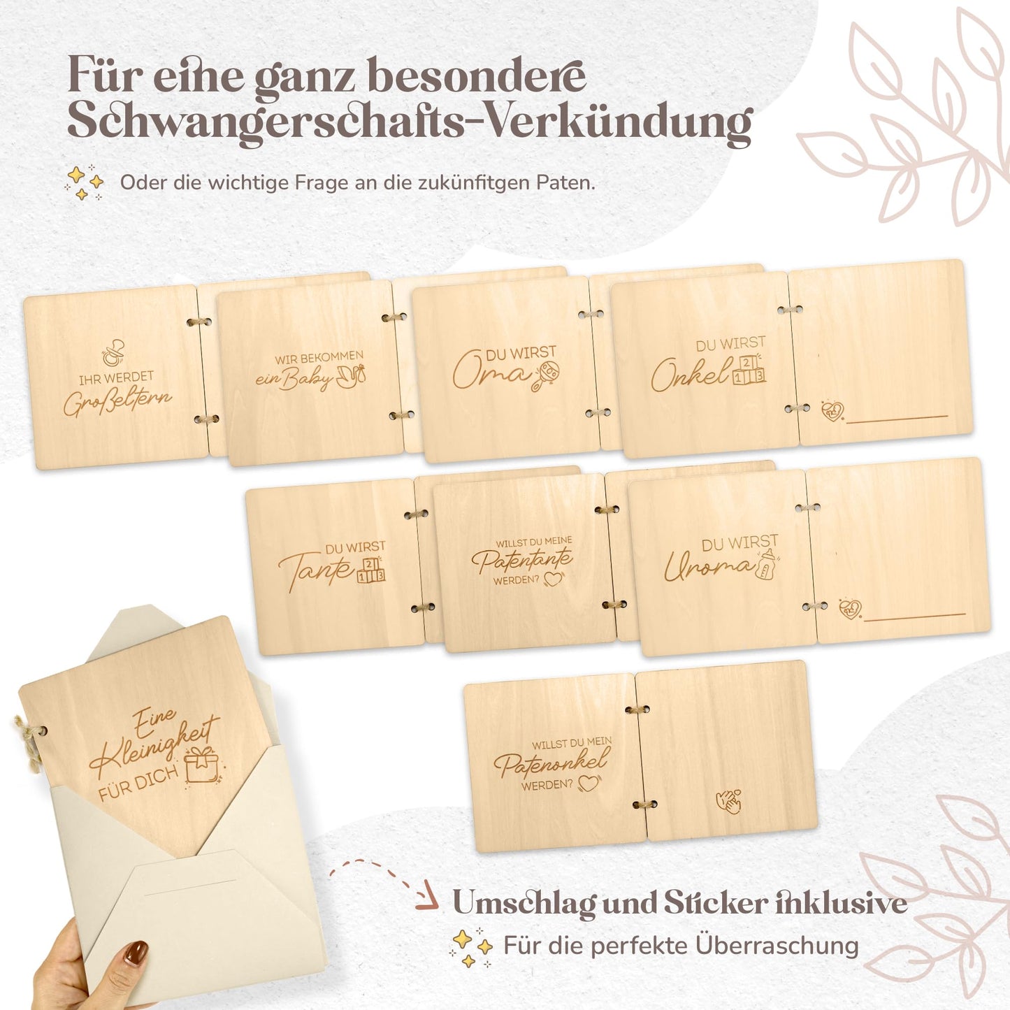 Announcing pregnancy with wooden book (You're going to be a grandma)