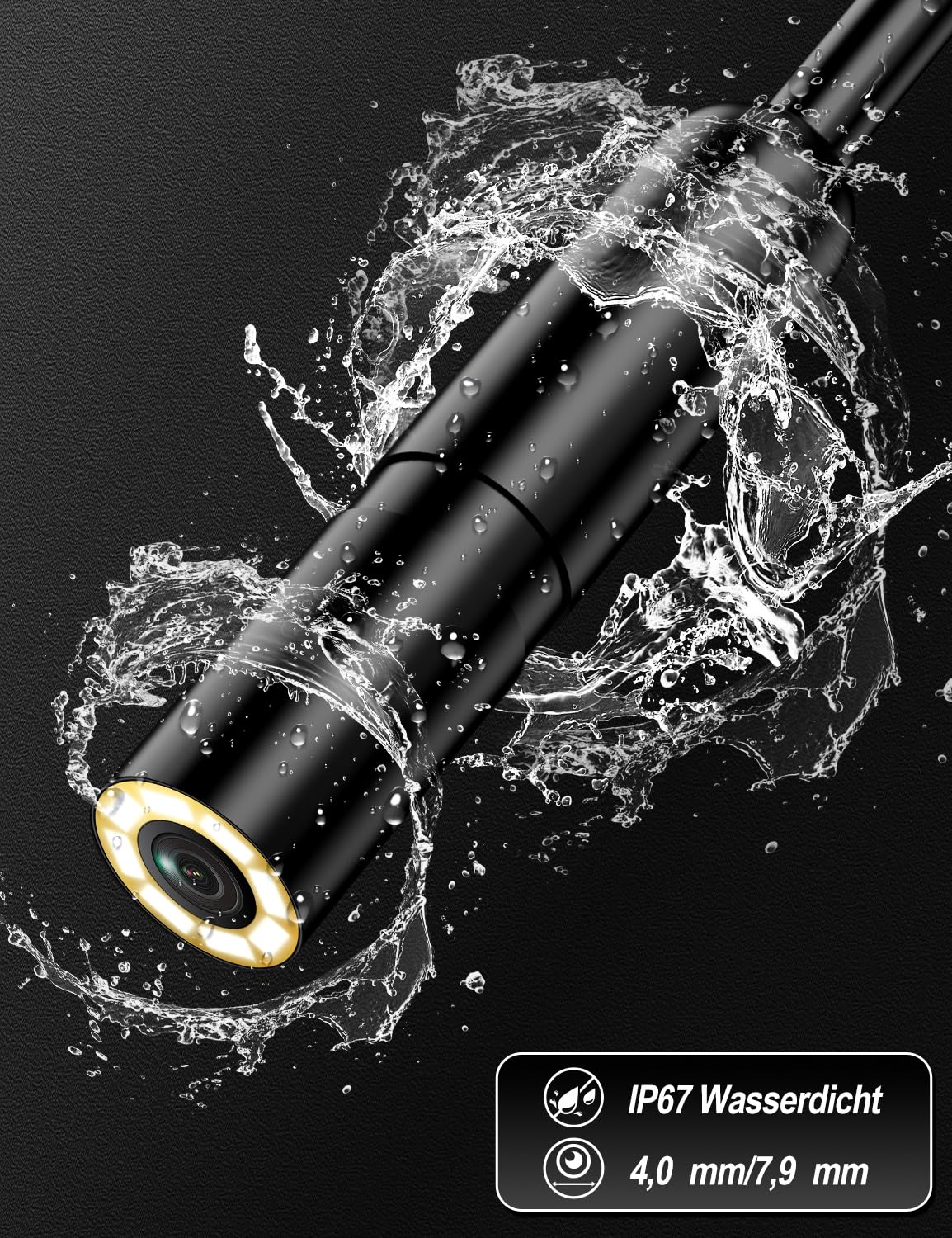 Endoscope camera with light, Ferdiiz 1920P HD Endoscope Camera for Phone with 8 LED, Waterproof IP67 Inspection Camera, No WiFi Needed Drain Camera for Android & iOS, Tablet - 32.8 ft/10 m