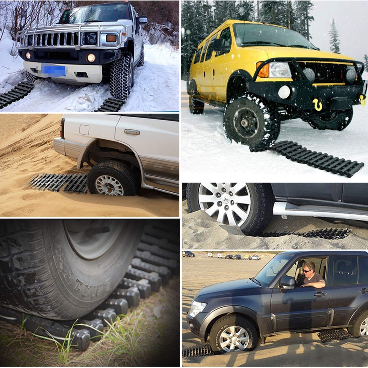 Jolitac 2 Piece Traction Aid Set Sand Mat Tracking Mat for Snow, Ice, or Mud 80 x 22 cm