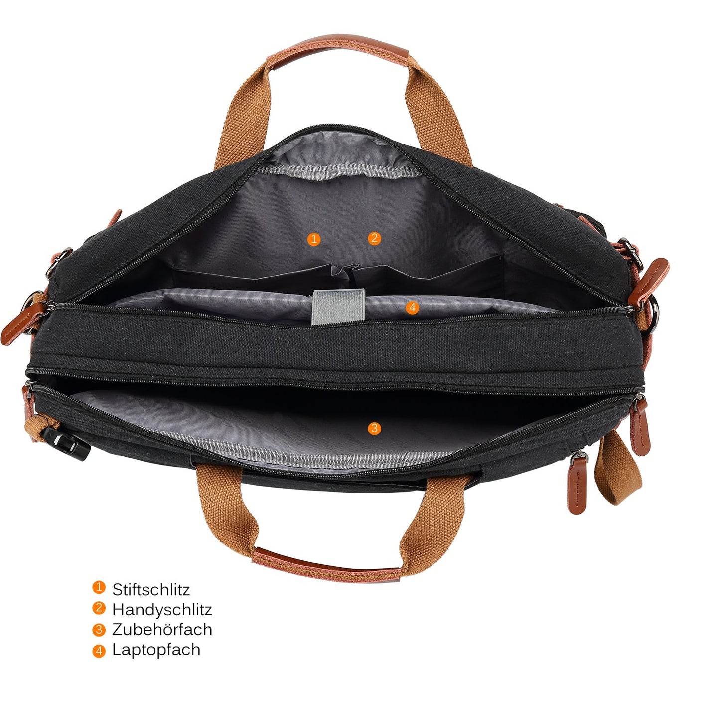 CoolBELL Convertible Briefcase Messenger Bag 17.3 Inch Laptop Bag Backpack Shoulder Bag Travel Shoulder Bag for Men/Women, Canvas Black