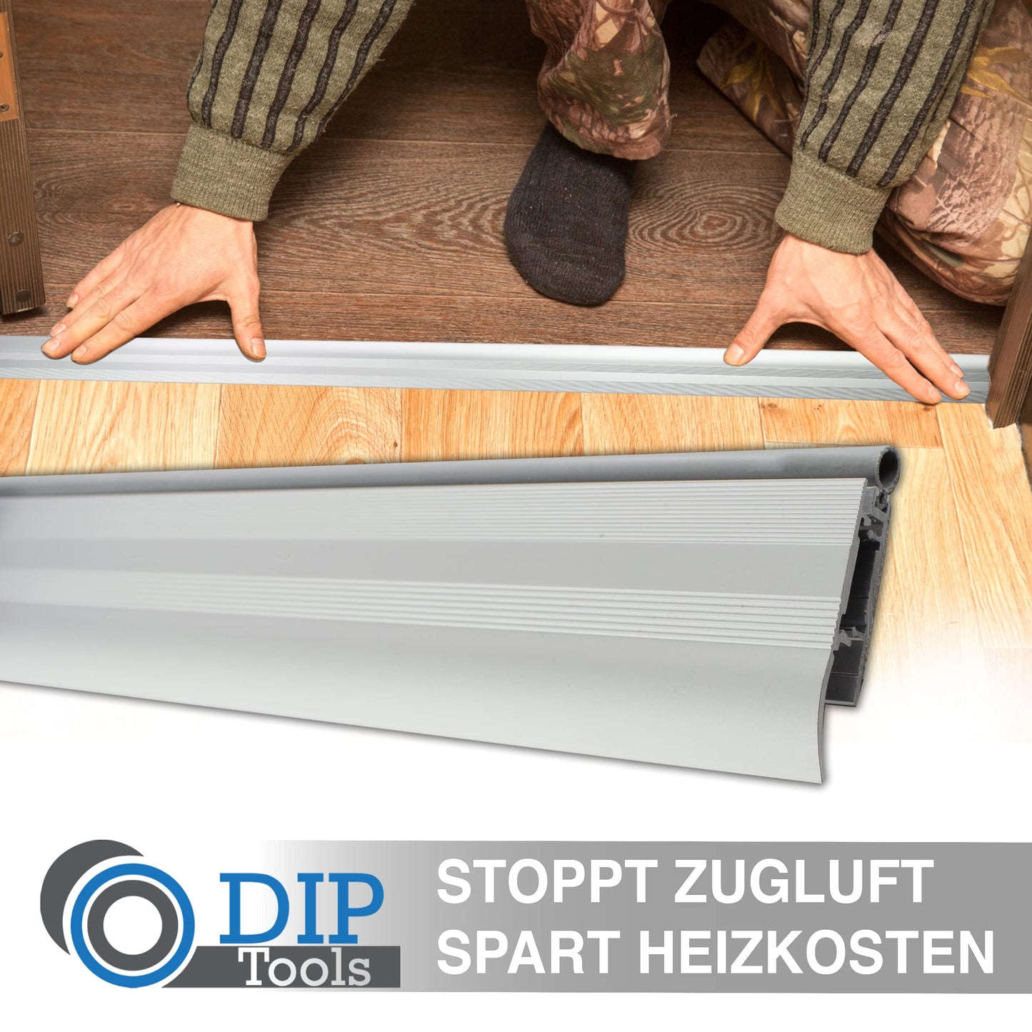 Alumat - Stainless steel universal aluminum door threshold 100cm x 5.5cm x 0.8cm - Perfect as a draft excluder for doors, insect protection, or weather bar.