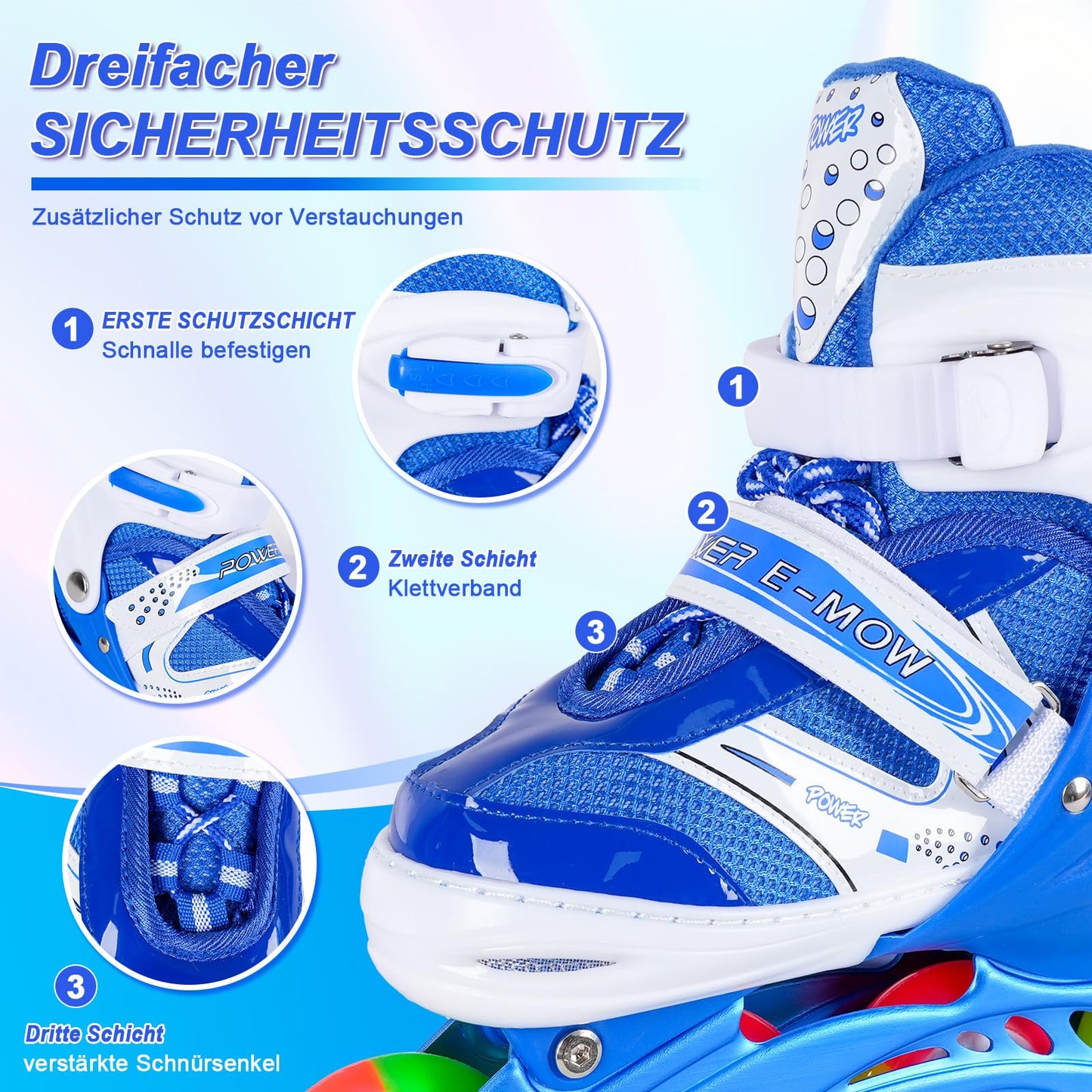 JIFAR Inline Skates for Kids, Adjustable Light-Up Inline Skates for Women and Men 30-33 34-37, Inline Skates for Girls Boys Roller Skates Children Size Adjustable