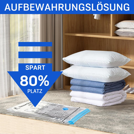 Vacuum bags for clothing comforters 12 pieces, CaptainFive Vacuum Storage Bags 3 sizes (4 * 100x80cm + 4 * 80x61cm + 4 * 60x41cm) Vacuum Compression Bags Storage Bags Travel with Vacuum Cleaner Hand Pump