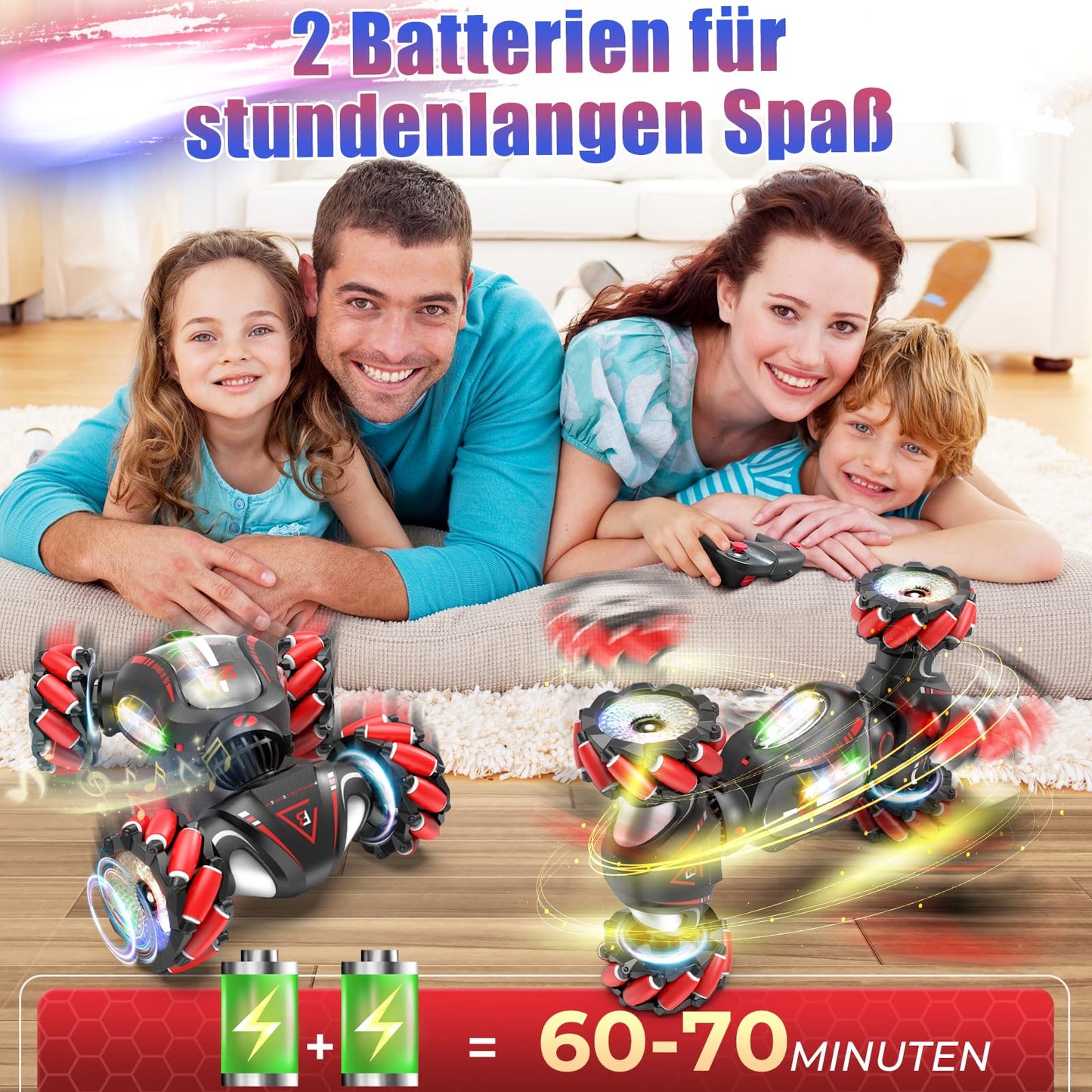 Fosgoit Remote Control Car Toy Christmas Gift Boys Children 6 7 8 9 10 Years 1:18 Remote Control Car with Hand Control Remote Sprayer LED Light Stunt 2.4Ghz 4WD RC Drift Car