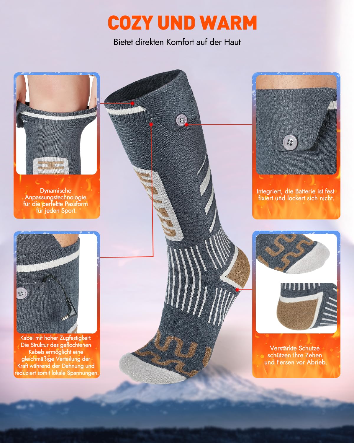 Heated socks, Heated Socks Women Men, the solution for cold toes in 2024-5v 6000 mAh Rechargeable Heated Socks for Skiing, Outdoor, Camping, Hiking (APP)