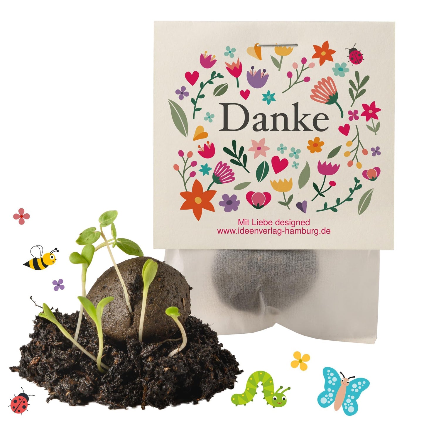 10x "Thank you" seed bombs - small gift & party favor - seed bombs for colleagues, guests & children - flower bombs, flower seeds & flower balls as a thank you - seed bomb & seed balls