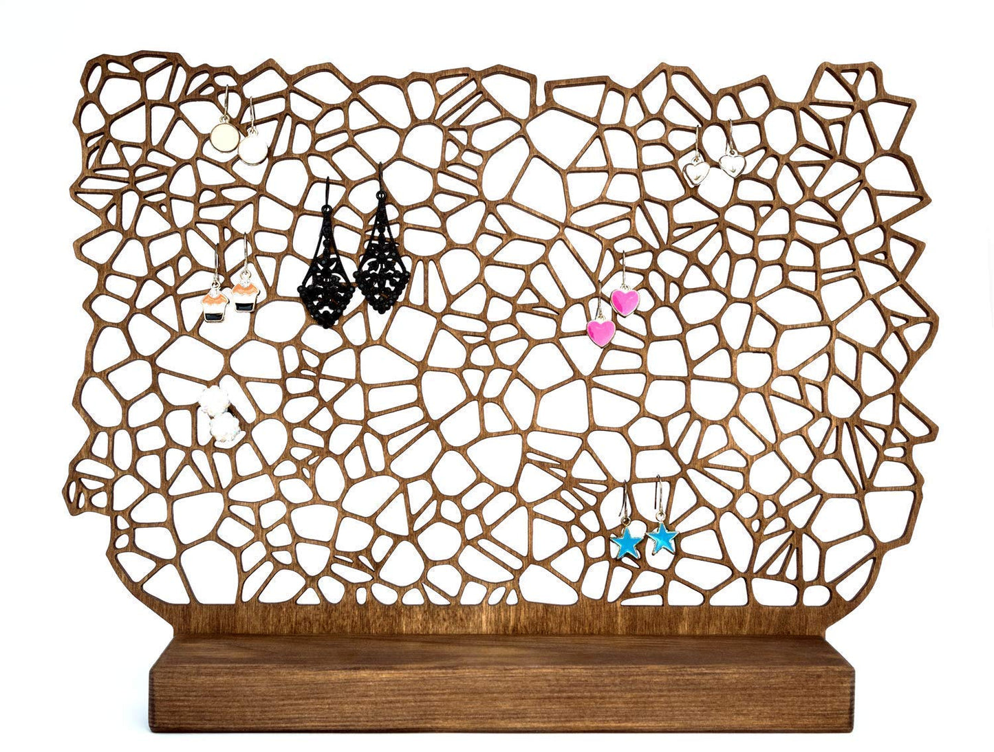 Wooden earring holder - Handmade earring storage with unique design - Eco-friendly jewelry accessory gift