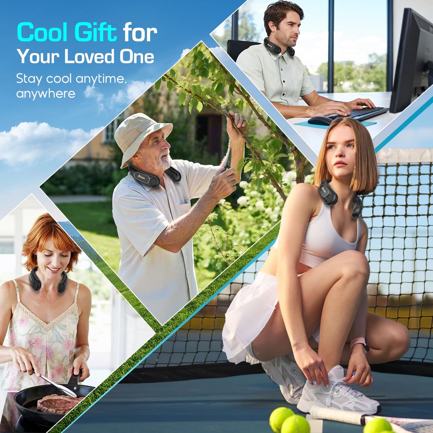 anysun Neck Fan, Hands-Free Bladeless Fan, Rechargeable 6000mAh Neck Fans, Cooling Neck Fan, 3 Speeds, USB Fans Gifts for Men, Women