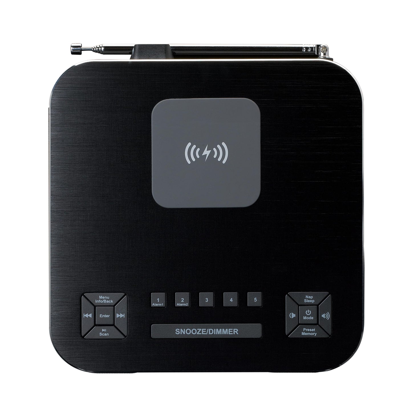 Lenco CR-650 DAB+ clock radio - alarm clock with DAB+ and FM - 20 station presets - snooze function - 2 x 2 watts RMS - LCD display - USB and QI charger - black