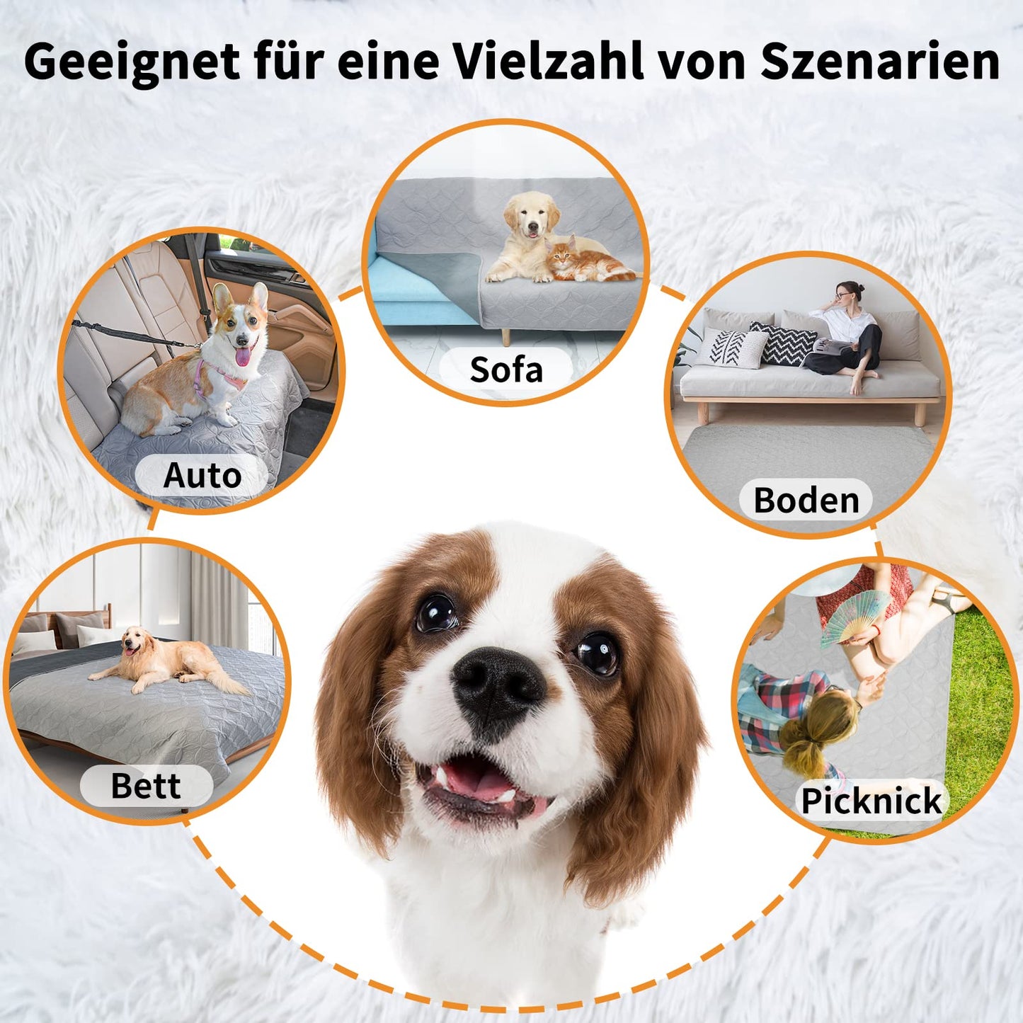 PICK FOR LIFE water-resistant dog blanket, 208x208cm. Reversible pet blanket for large and small dogs. Protects bed, sofa, car.