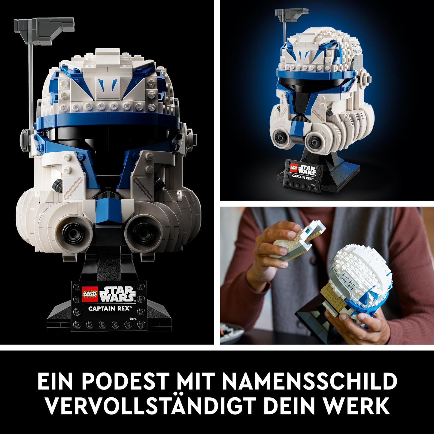 LEGO Star Wars Helmet Bundle: Captain Rex Helmet Set (75349) and Clone Commander Cody Helmet (75350), collector's items for adults, The Clone Wars memorabilia, collector's gift idea for him or her.