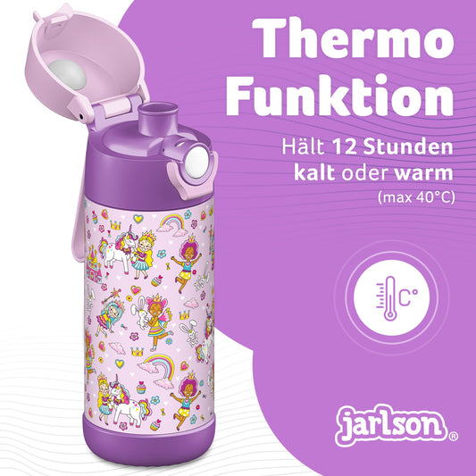 Jarlson® Kids Water Bottle - Stainless Steel Thermo Bottle - BPA free - Leak-proof - Kids Bottle with Chug Lid - Bottle for School, Kindergarten - 350ml (Princess, 350 ml)