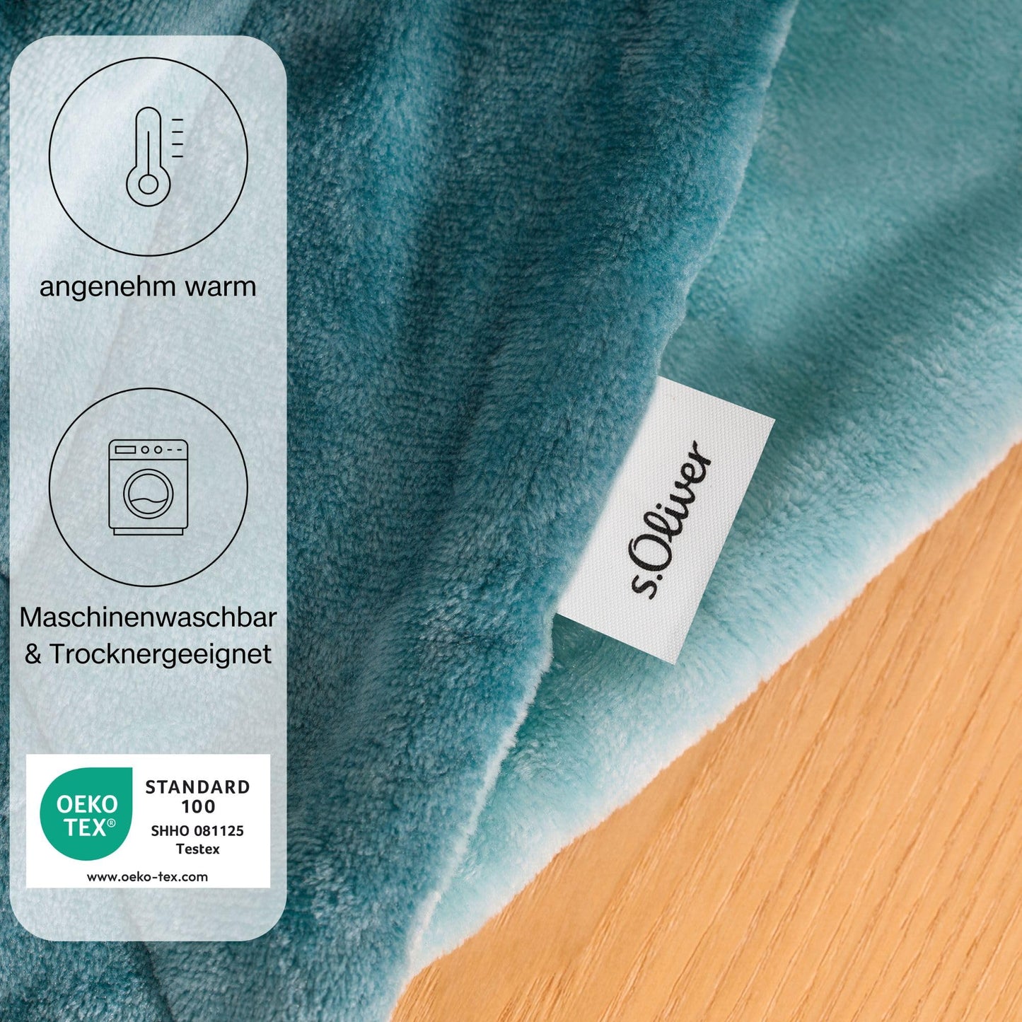s.Oliver Doublesoft cuddly blanket 150x200 - super cuddly & warm, polyester plush blanket Petrol blue