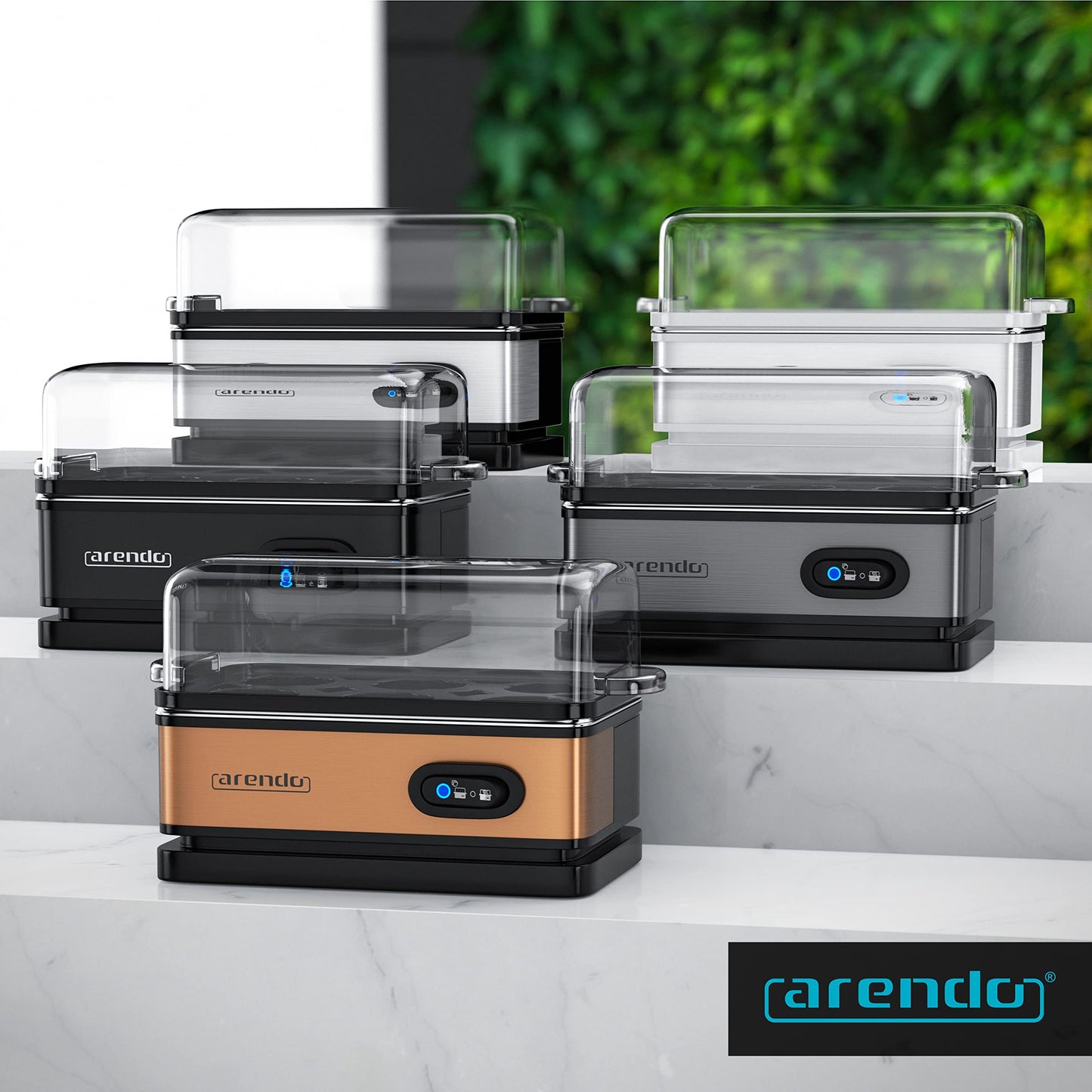 Arendo - Stainless Steel Egg Cooker with Keep Warm Function - Tilt function switch with indicator light - freely adjustable hardness level - rustproof brushed stainless steel - white