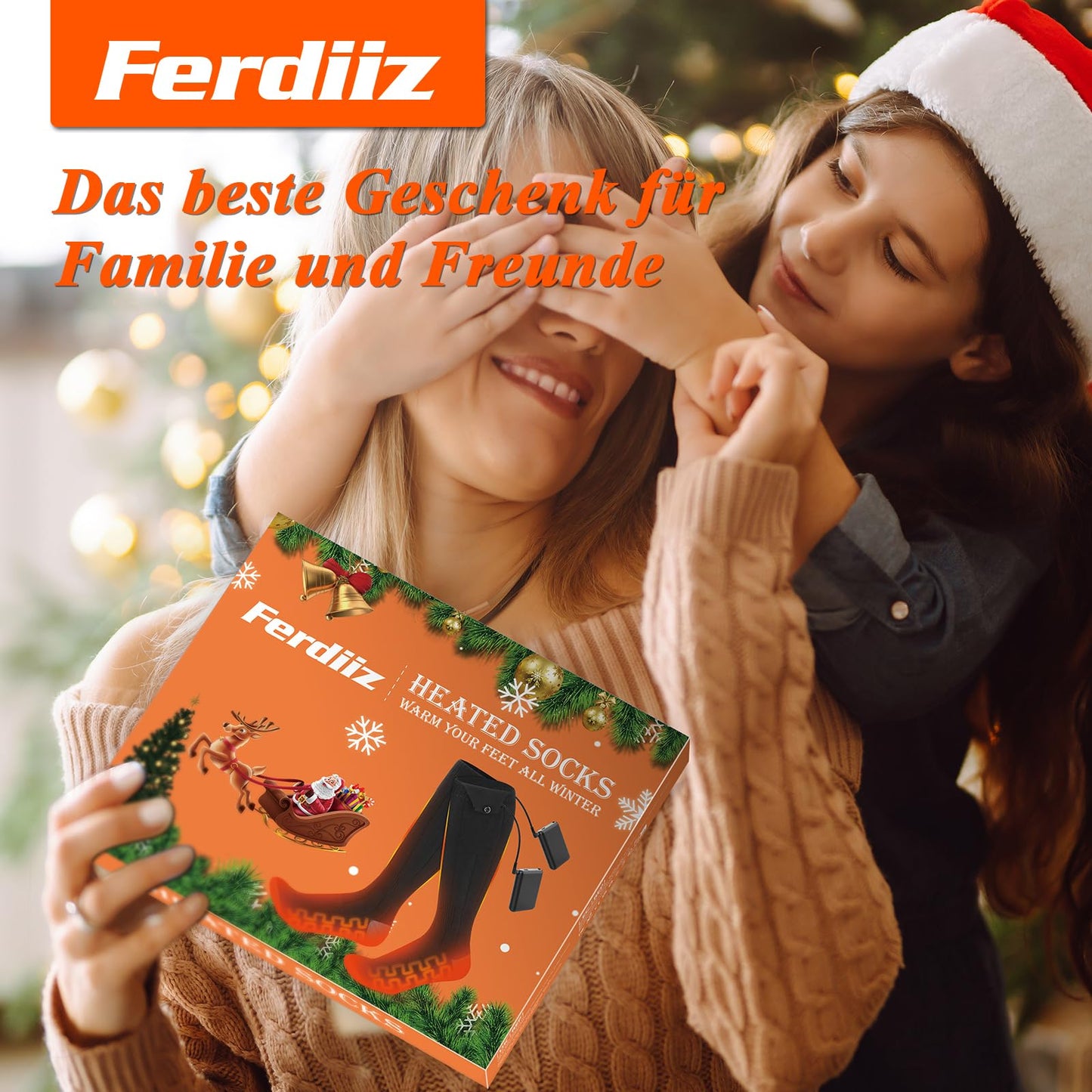 2023 Ferdiiz Heated Socks, 2 X 5000mAh/5V Battery Max. 12H Electric Rechargeable Wool Heated Socks 2 Heating Wire Heated Socks with 4 Temperature for Whole Foot Sole