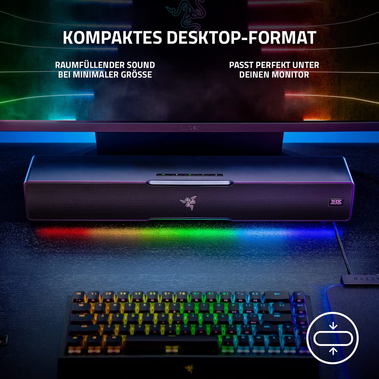 Razer Leviathan V2 - PC gaming soundbar with Dolby 5.1 Surround Sound, powerful subwoofer for deep bass, great for gaming, movies, and music. Black.
