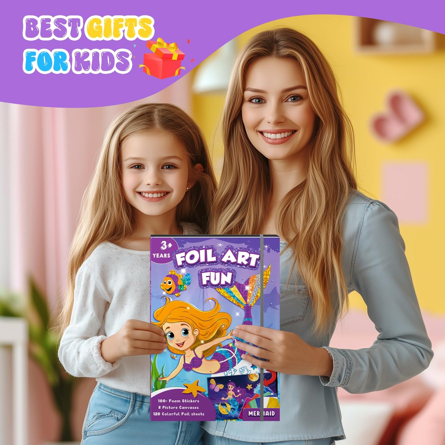 CutteeyFyry Foil Fun for Kids, Mermaid & Princess Foil Art for Kids, Craft Sets for Girls Ages 3-10, Kids Activity Kits Travel Toys Christmas Birthday Easter Gifts
