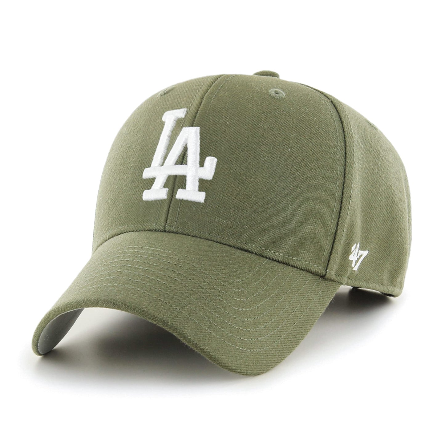 47 MLB Los Angeles Dodgers MVP Unisex Baseball Cap, Adjustable, High-Quality Design, White Logo, Sandalwood Green.