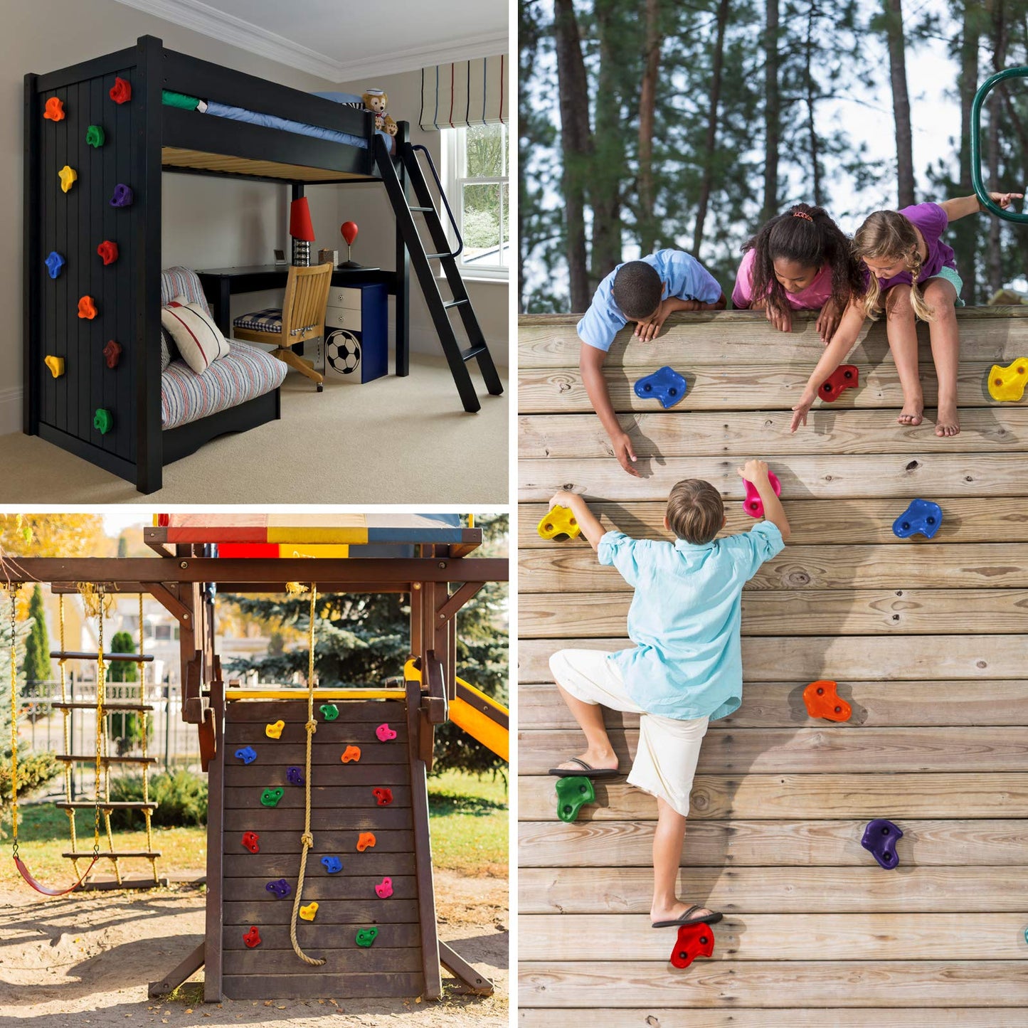 ALPIDEX Children's Climbing Holds colorful 5/10/15/20/30 pieces Climbing Stones including mounting material, loadable up to 200 kg, suitable for indoor and outdoor use - 20 pieces