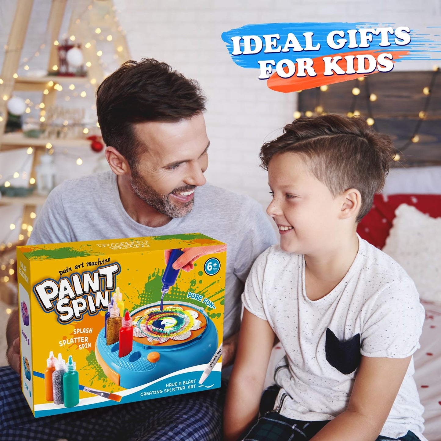 Art and craft for kids aged 4-8, Color Spin Art Machine Set, cool Paint Spinner Toys Sets, creative art supplies gifts for boys and girls (US Blue)
