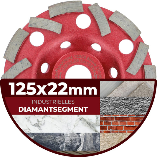 PRODIAMANT Diamond Grinding Cup Ø 125mm Turbo Segment Concrete Natural Stone Grinding Disc Professional Tool