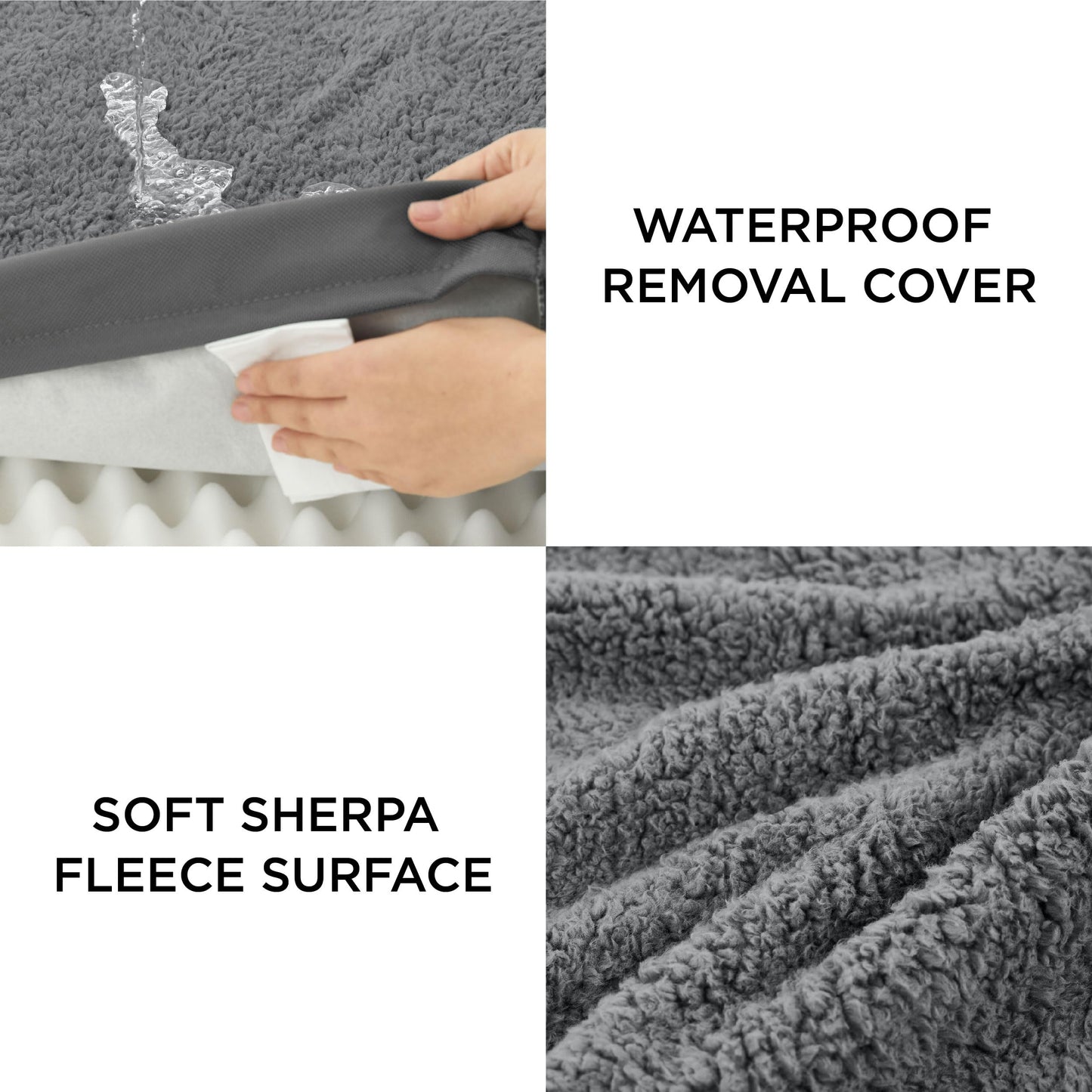 BEDSURE orthopedic dog bed for medium dogs - 89x56x7.6cm plush dog pillow washable dog mat in dark gray for medium dogs.