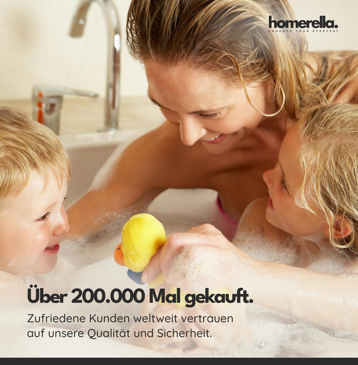 homerella® non-slip bathtub mat 88x39cm, INCLUDES HOOK, Non-slip bath mat BPA free, Non-slip shower mat, Anti-slip bathtub mat, Non-slip bathtub mat, mold resistant & machine washable