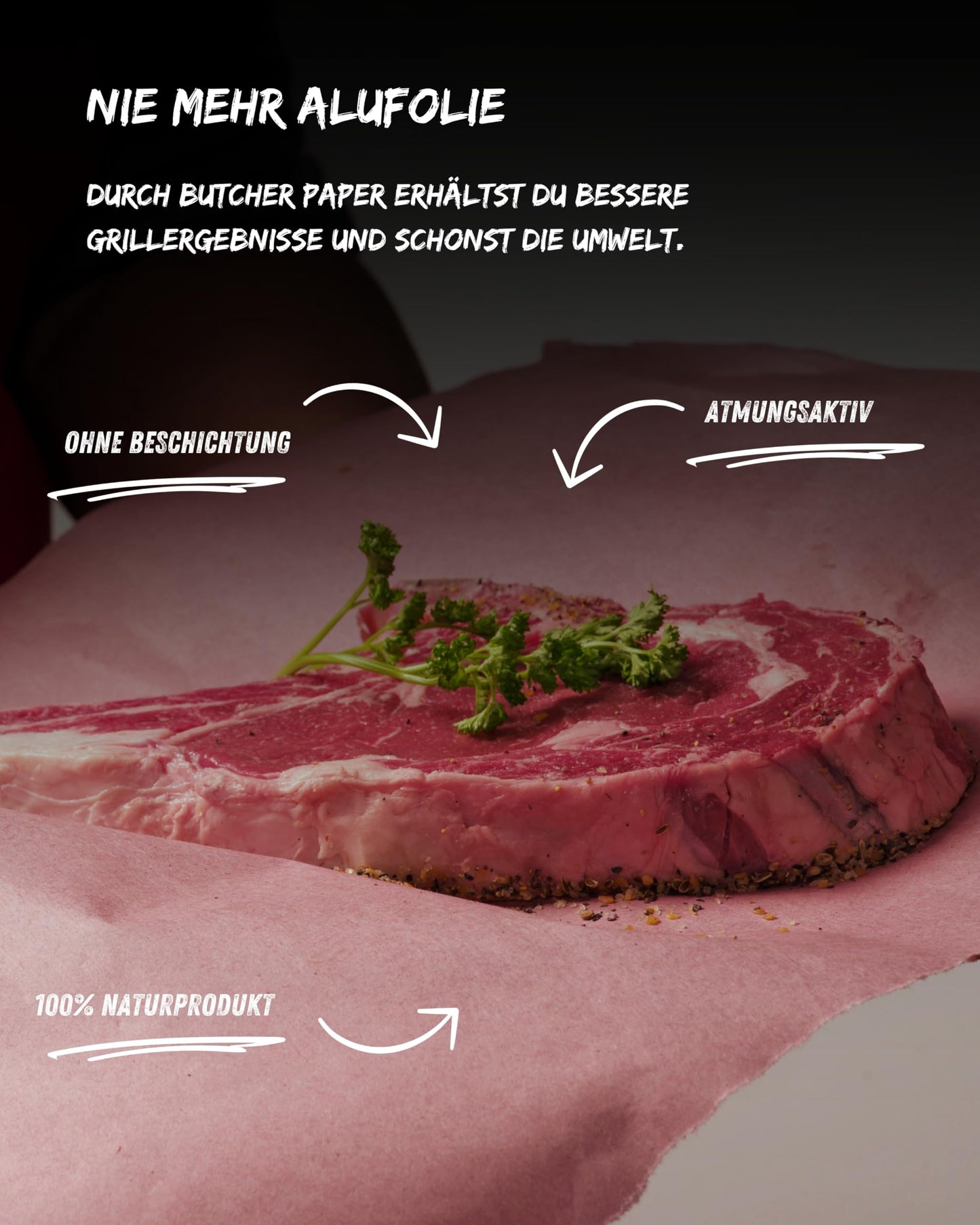 FRITZTOWN Butcher Paper Deluxe Pink 60cm x 50m roll | Food safe | Kraft paper for grilling | Ideal for BBQ, smoking, smoking, and meat packaging