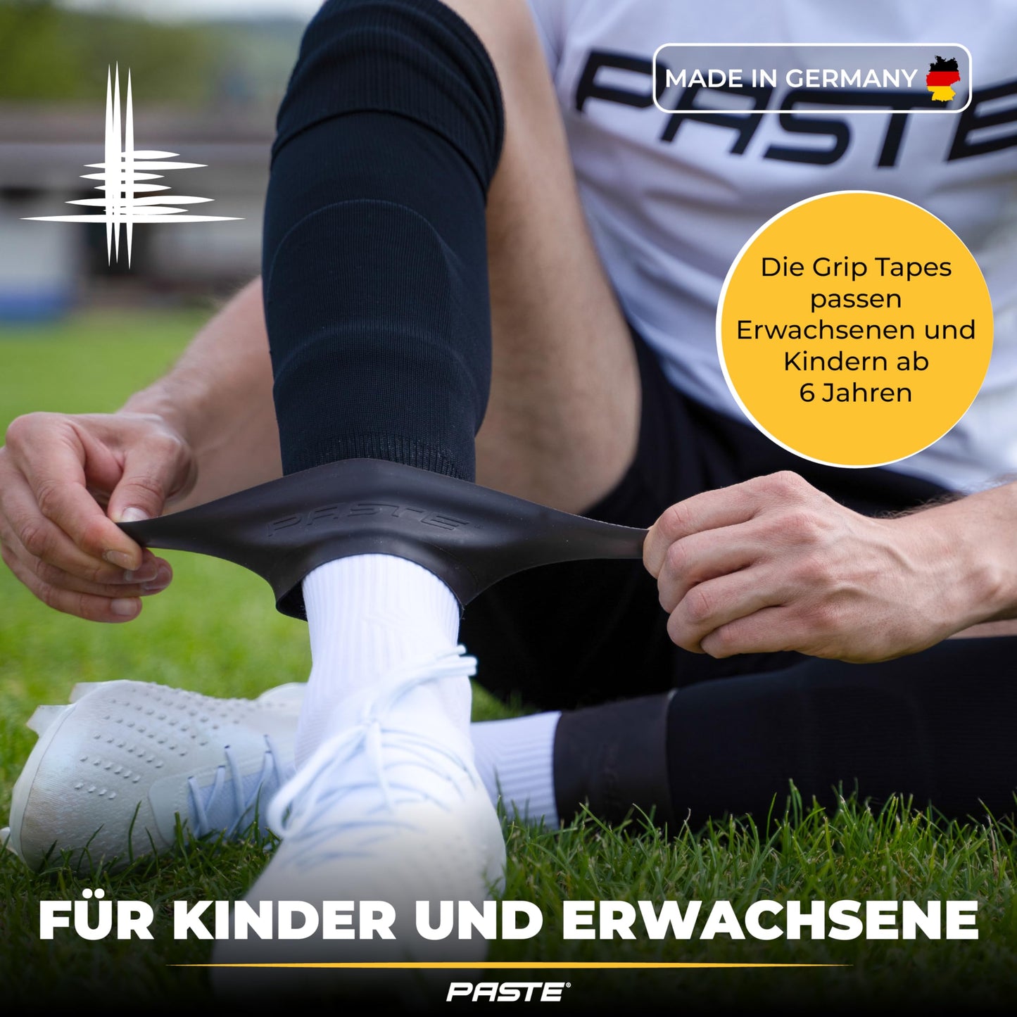 PASTE® Shin Guard Holder Soccer Silicone Men, Women, Kids Black - Support for Soccer Socks as Shin Guard Holder, Sock Holder, Grip Tapes for Soccer Socks, Ankle Strap