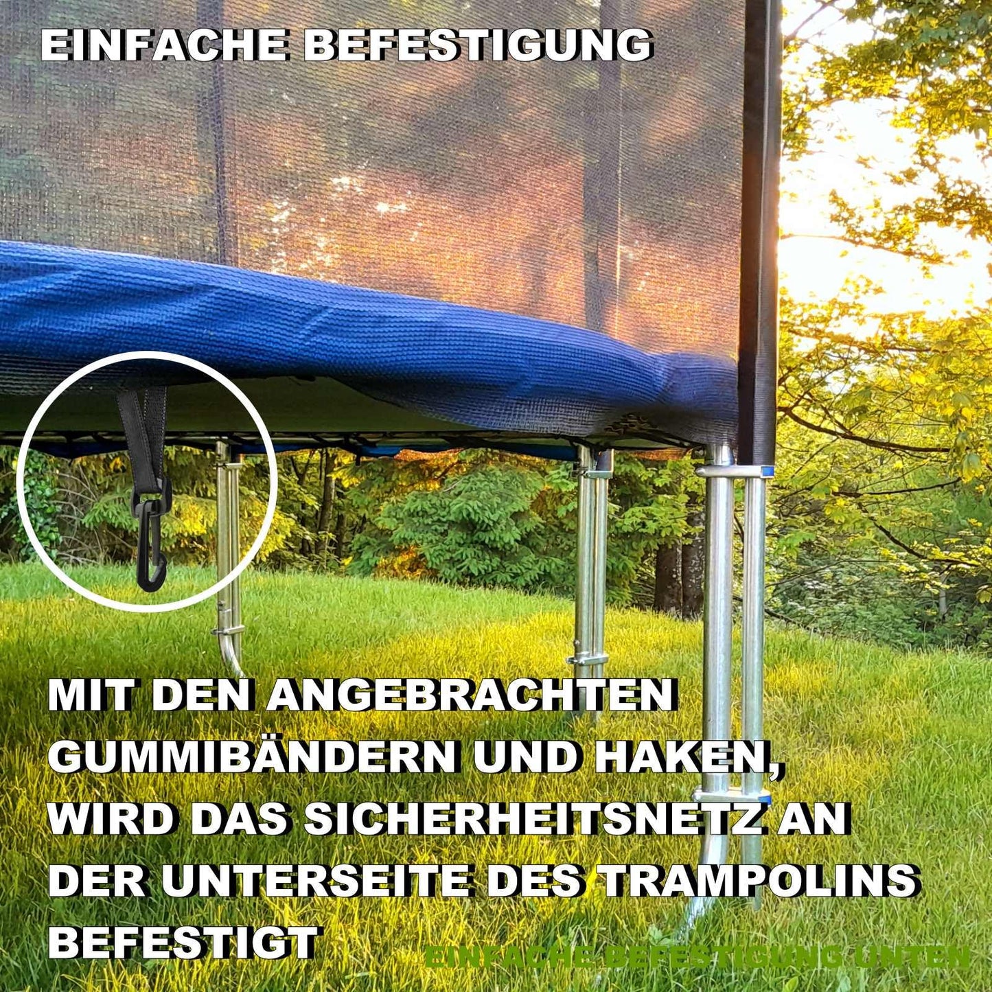 Baunsal® Trampoline Safety Net Ø 427 cm (JS+EXD-M) for 6 poles Net height 180 cm Replacement parts for trampoline net Trampoline safety net Children's trampoline replacement net Outdoor trampoline