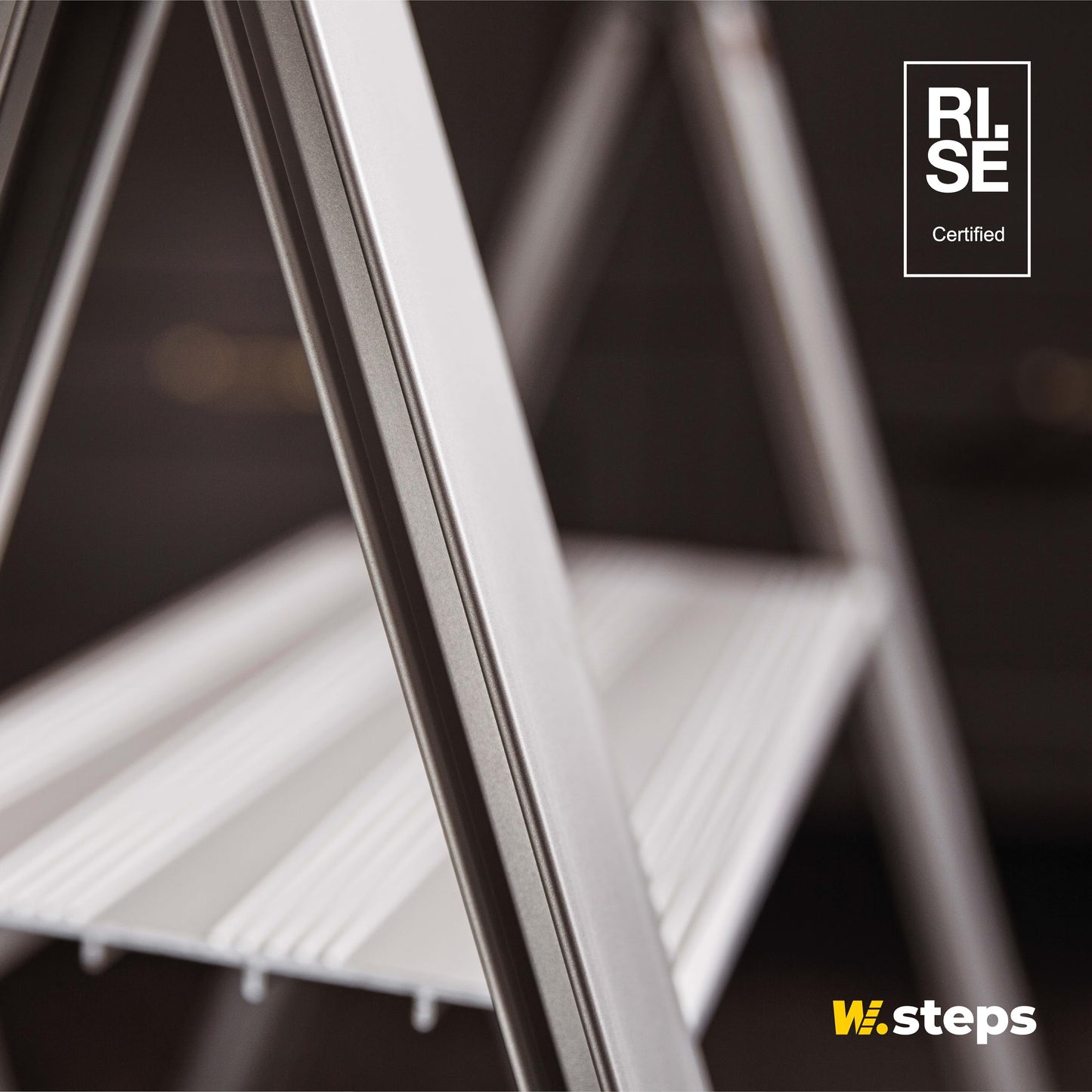 Aluminum step ladder Vikingstep Mini by W.Steps I 480mm high I Load capacity up to 150kg I Compact aluminum folding step ladder with 2 steps I Only 35mm wide I 728141