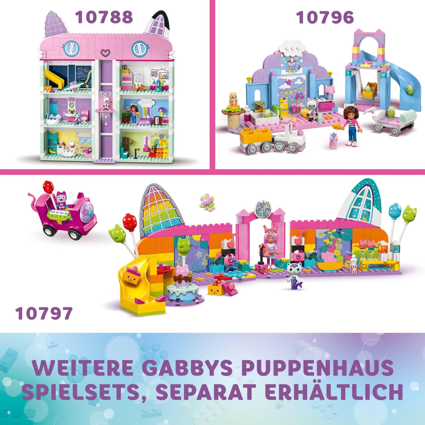 LEGO Gabby's Dollhouse - Gabby's Cat Care Playset - Creative Animal Toy - Set with Car, Train, Slide, Minifigures & Accessories - Girls Gift for Ages 4+ - 10796