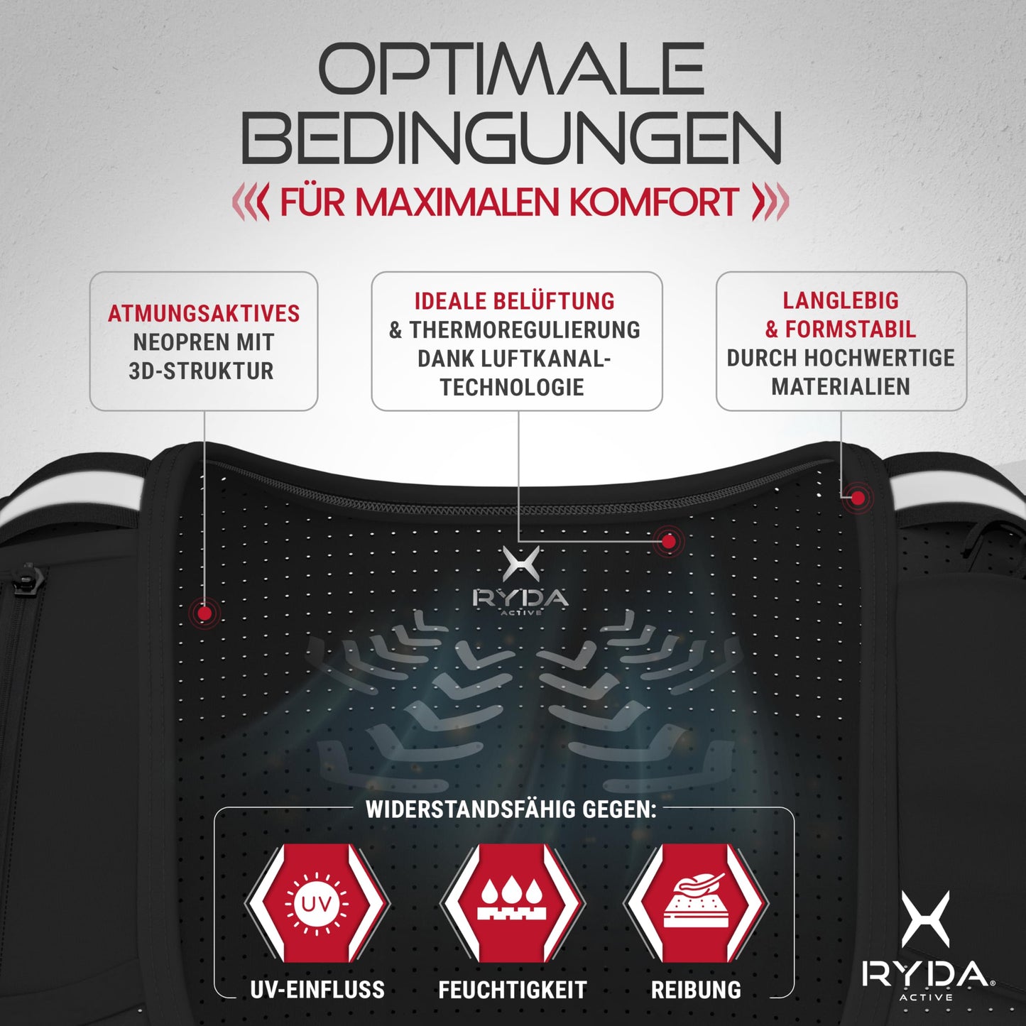 RYDA ACTIVE® running vest for women & men | Ultralight, reflective & universally adjustable | with water bottle & safety label | perfect for jogging, running, trail, marathon & hiking
