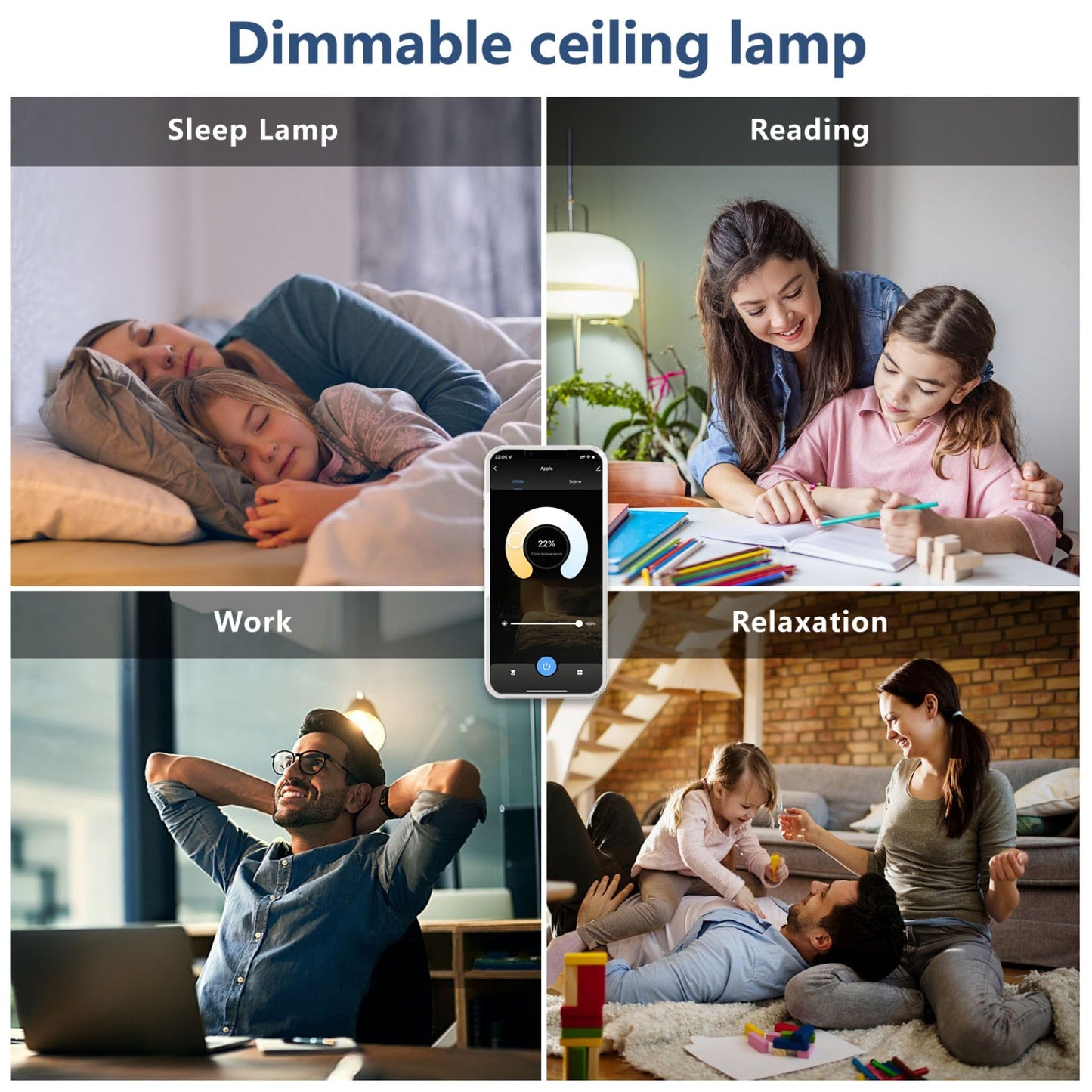 54W LED Ceiling Light Dimmable with Remote Control 3000K-6500K Ultra Thin Ø50x4CM Flat Round Ceiling Lamp compatible with Alexa Google Home Wifi Light for Living Room Bedroom