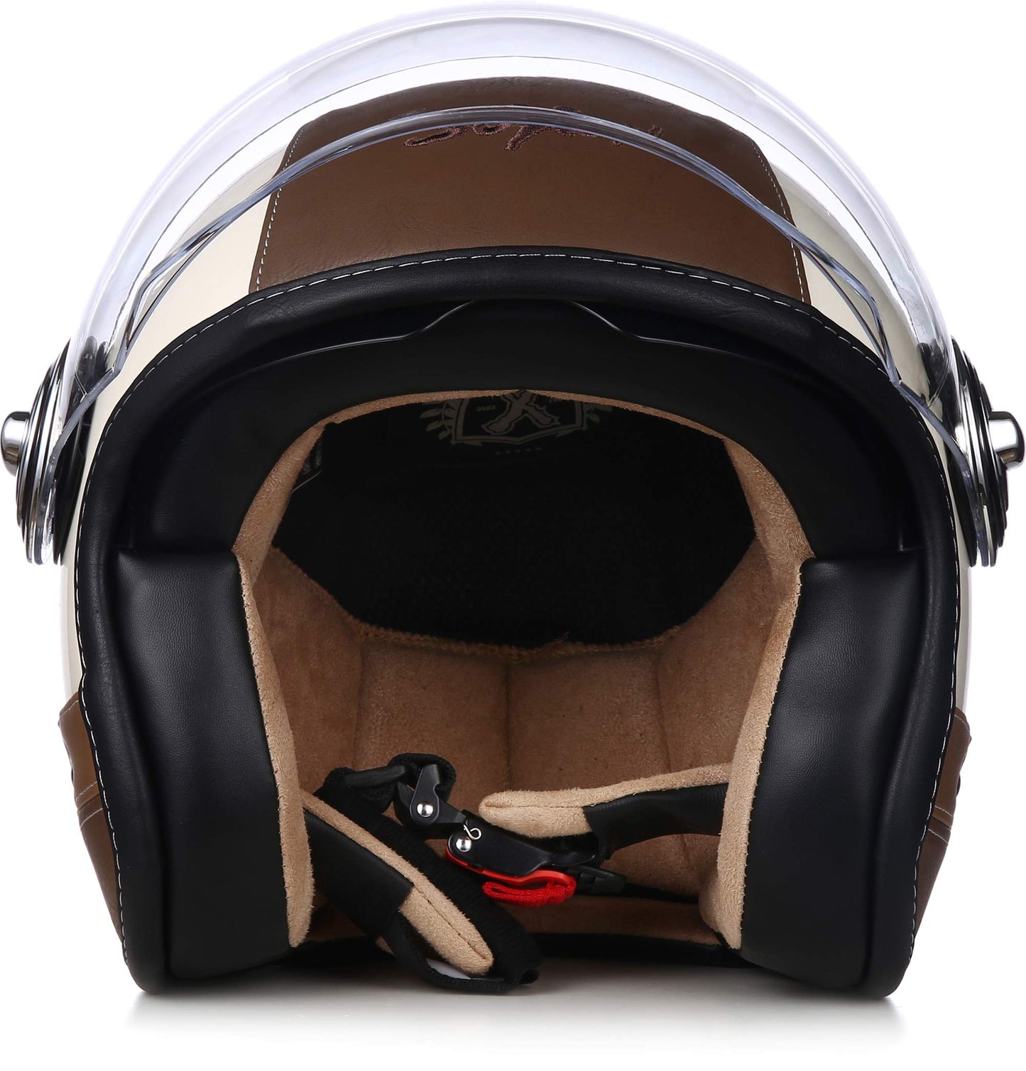 SOXON® SP-888 Pro "Urban Cream" · Jet helmet · Motorcycle helmet Scooter helmet Scooter helmet Moped helmet Chopper · ECE 22.05 Sun visor Leather design Quick release SlimShell bag XL (61-62cm)