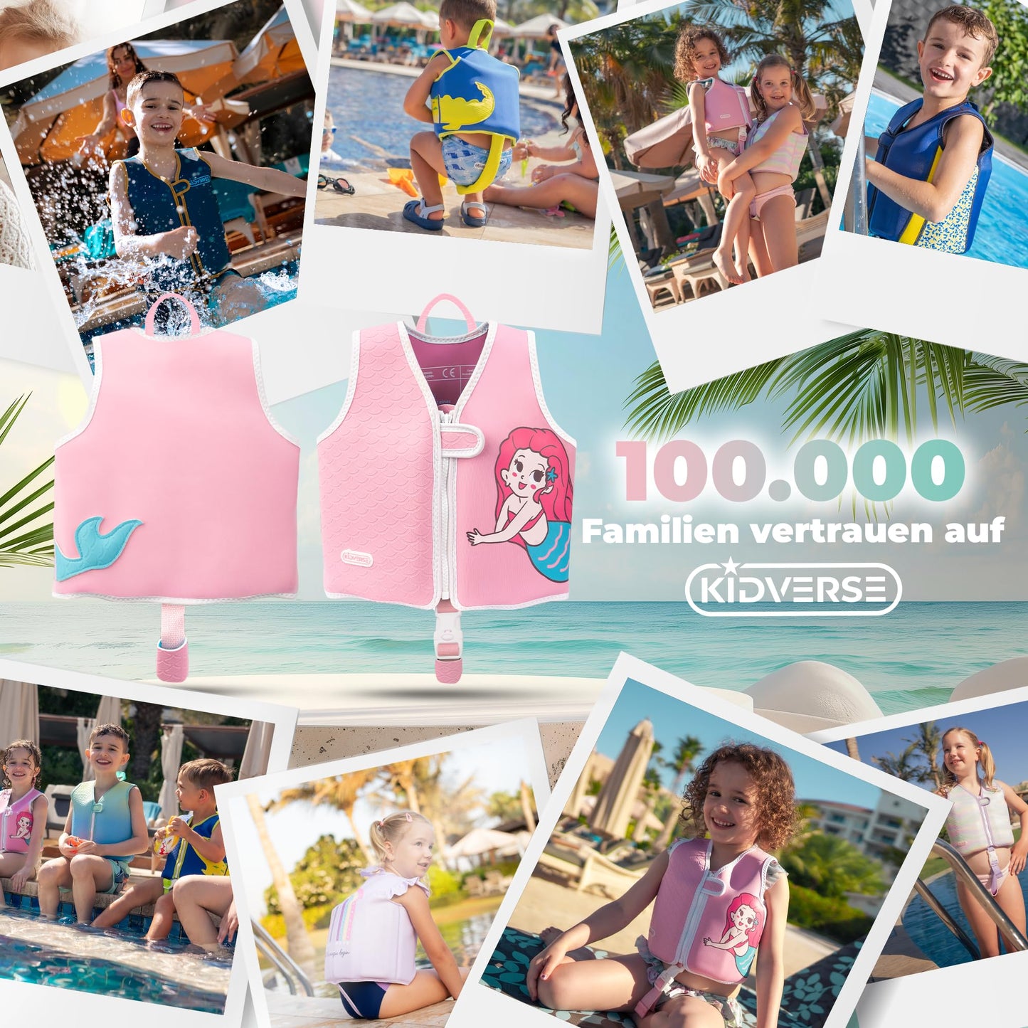 KIDVERSE Swim Vest for Children 1-2 Years - Comfortable Swim Aid with 52cm Waist - Swim Aid for Children 1-2 Years - Kids Swim Vest for Learning to Swim - Children's Swim Vest