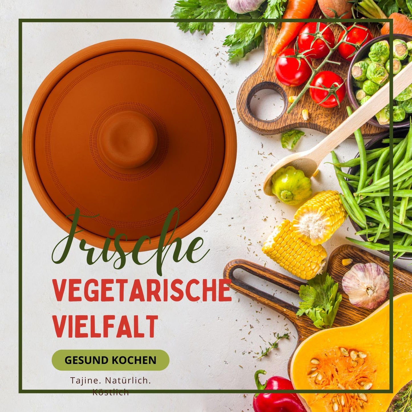 Tajine, original from Morocco, including cookbook North African cuisine, clay pot for cooking, Tuareg Ø 26cm, for 1-3 people, handmade from Marrakesh, free of pollutants.