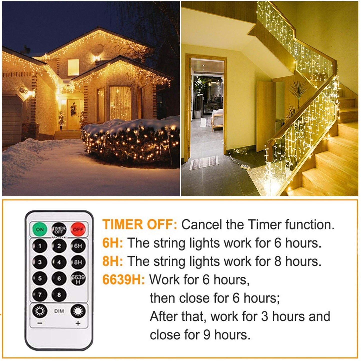 Nurkoo LED Meteor Shower Lights, 10m 400 LEDs for indoor and outdoor use, GS certified, IP44, 8 modes with memory function remote control timer for room, eaves, Christmas, stairs, railing.