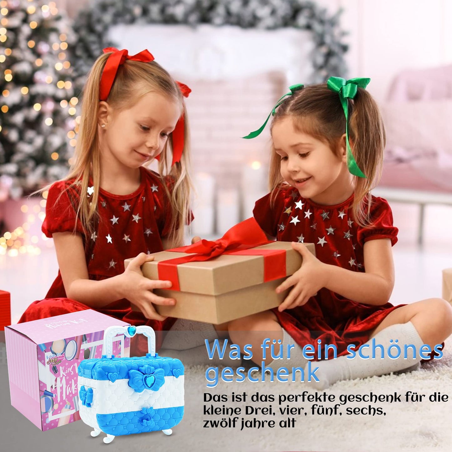 Children's makeup set girls' toy gifts - Frozen washable makeup case for children, kids makeup makeup set games, toys for girls Christmas birthday gifts for girls 4-12 years.